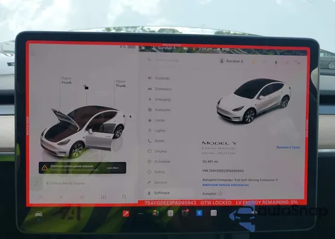 2023 Tesla Model Y Awd/Long Range Dual Motor All-Wheel Drive z USA, uszkodzony, nr VIN 7SAYGDEE2PA095943